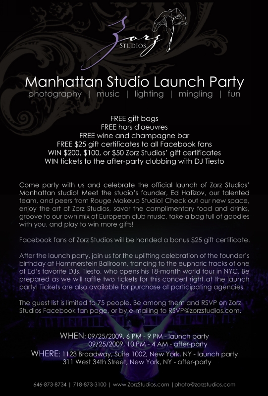 Manhattan Studio Launch Party. Party with Us! by Zorz Studios