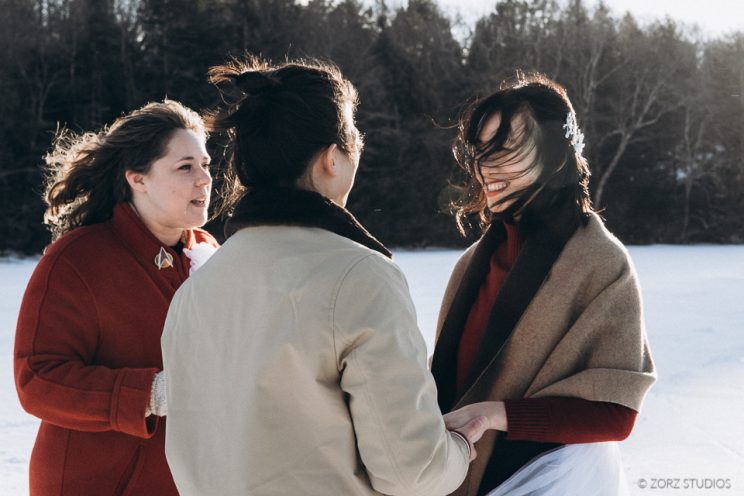 Ice and Fire: Catskills Elopement Wedding on Frozen Lake | Zorz Studios