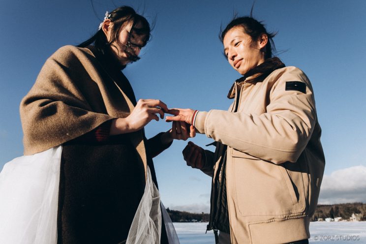 Ice and Fire: Catskills Elopement Wedding on Frozen Lake | Zorz Studios