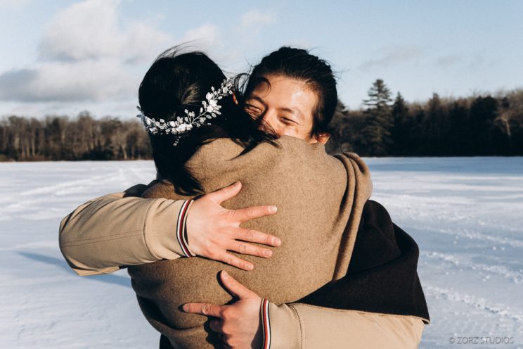 Ice and Fire: Catskills Elopement Wedding on Frozen Lake | Zorz Studios