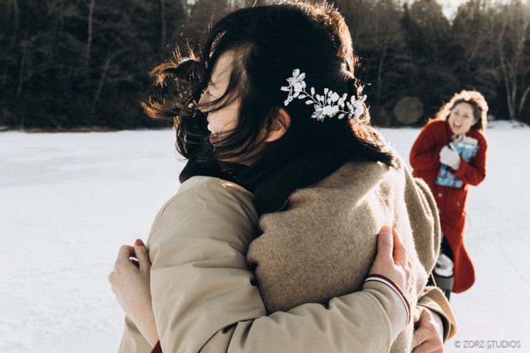 Ice and Fire: Catskills Elopement Wedding on Frozen Lake | Zorz Studios