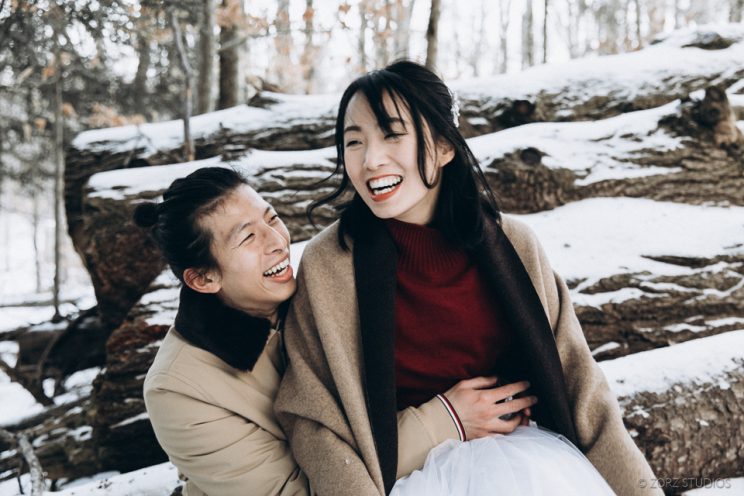Ice and Fire: Catskills Elopement Wedding on Frozen Lake | Zorz Studios