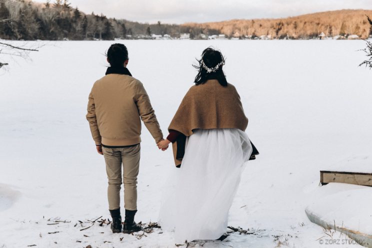 Ice and Fire: Catskills Elopement Wedding on Frozen Lake | Zorz Studios