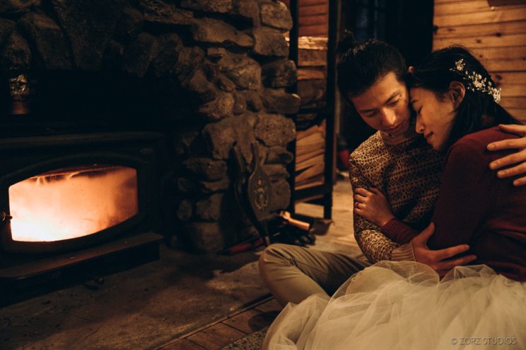 Ice and Fire: Catskills Elopement Wedding on Frozen Lake | Zorz Studios