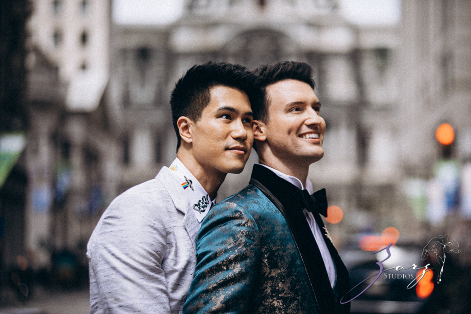 Groombow: Asian-American Stylish Gay Wedding at Penn Museum by Zorz Studios