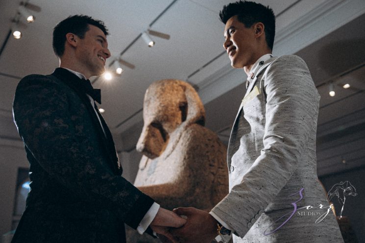 Groombow: Asian-American Stylish Gay Wedding at Penn Museum | Zorz Studios