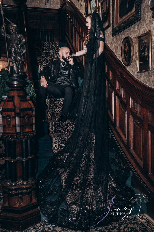 elegant halloween wedding dress Black Lace Applique Strapless Mermaid Charming Halloween Wedding Dresses, CW0371 US10 / As Pic